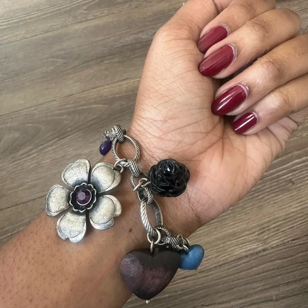 Vintage Handmade Whimysgoth Y2K Silver Chunky Charm Bracelet - Picture 2 of 8